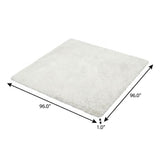 8' Gold And Ivory Geometric Shag Washable Round Rug With UV Protection - HomeRoots - Flyclothing LLC