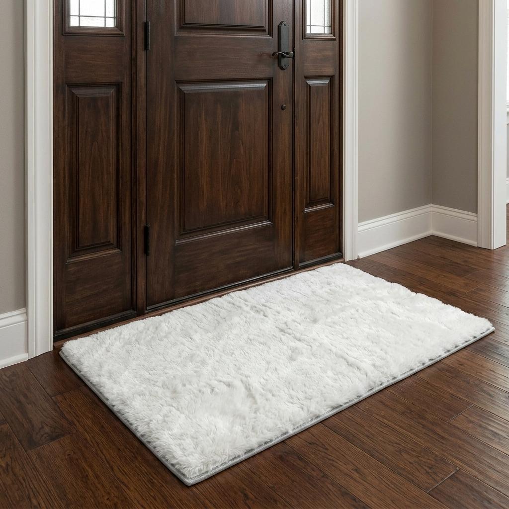 3' X 5' Green And Ivory Geometric Shag Washable Area Rug With UV Protection - HomeRoots - Flyclothing LLC