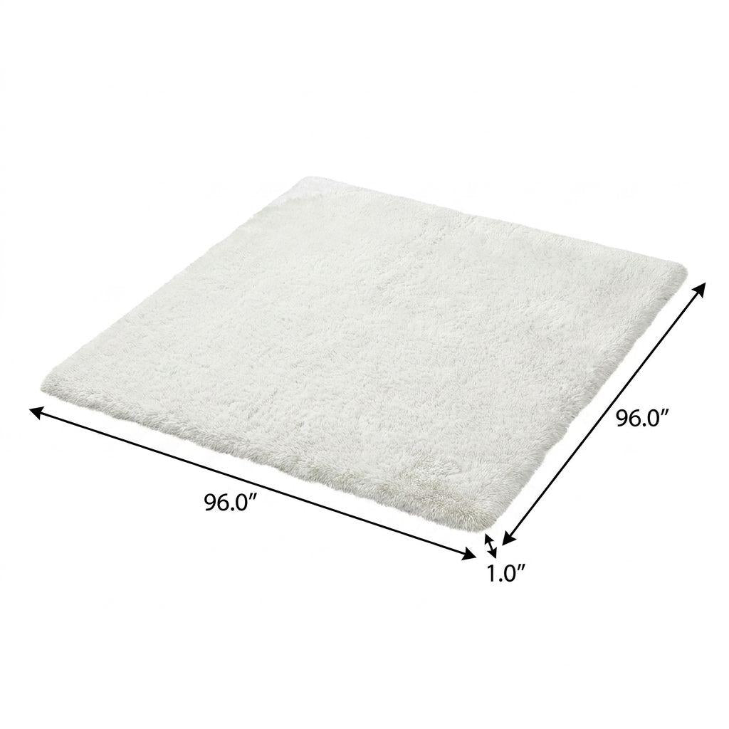 8' Green And Ivory Geometric Shag Washable Round Rug With UV Protection - HomeRoots - Flyclothing LLC