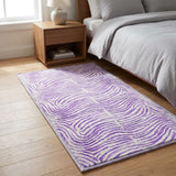 3' X 5' Purple And Ivory Geometric Shag Washable Area Rug With UV Protection - HomeRoots - Flyclothing LLC