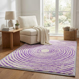5' X 8' Purple And Ivory Geometric Shag Washable Area Rug With UV Protection - HomeRoots - Flyclothing LLC