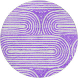 8' Purple And Ivory Geometric Shag Washable Round Rug With UV Protection - HomeRoots - Flyclothing LLC