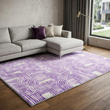 8' X 10' Purple And Ivory Geometric Shag Washable Area Rug With UV Protection - HomeRoots - Flyclothing LLC