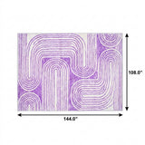 9' X 12' Purple And Ivory Geometric Shag Washable Area Rug With UV Protection - HomeRoots - Flyclothing LLC