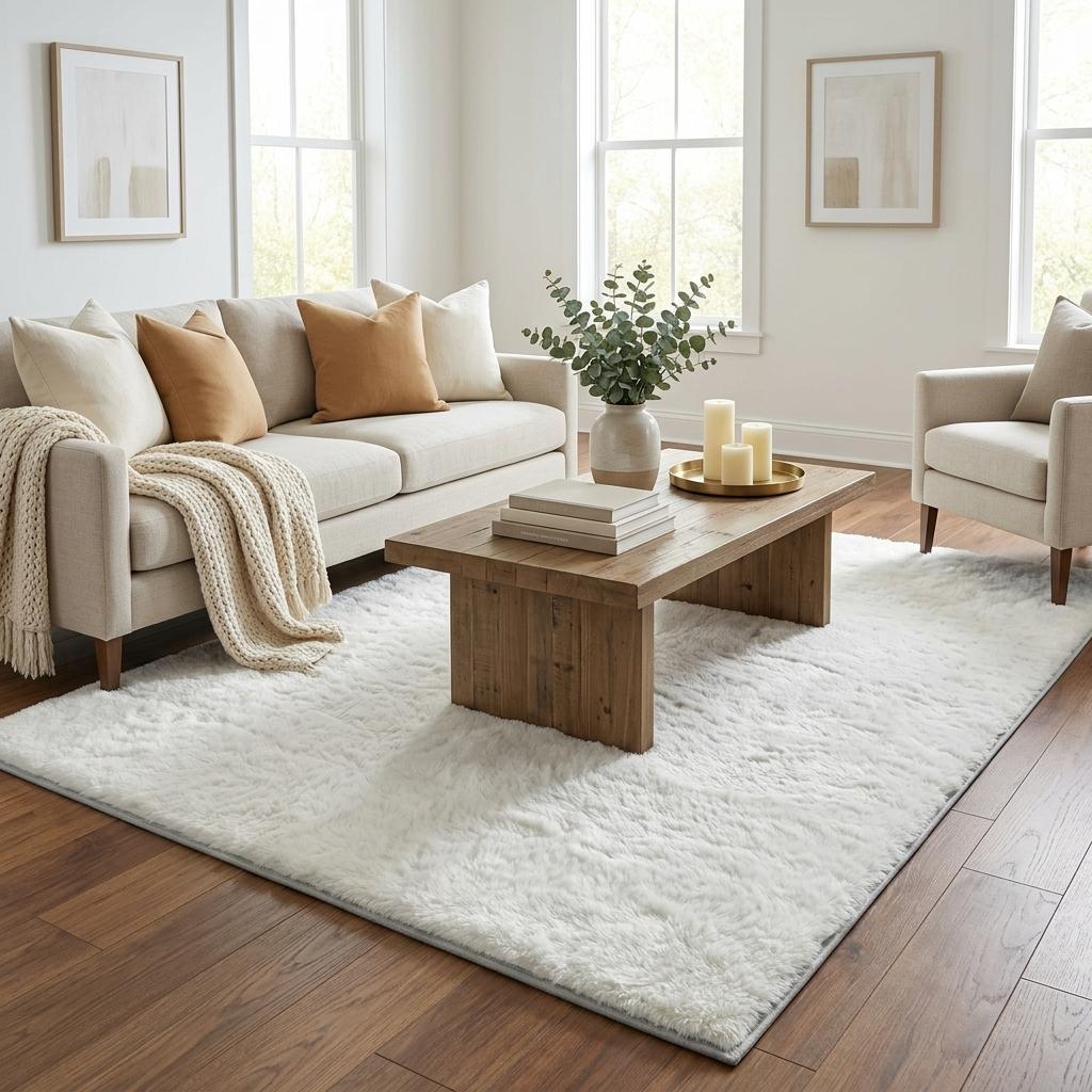 5' X 8' Salmon And Ivory Geometric Shag Washable Area Rug With UV Protection - HomeRoots - Flyclothing LLC