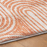 5' X 8' Salmon And Ivory Geometric Shag Washable Area Rug With UV Protection - HomeRoots - Flyclothing LLC