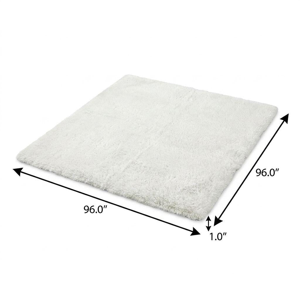 8' Salmon And Ivory Geometric Shag Washable Round Rug With UV Protection - HomeRoots - Flyclothing LLC