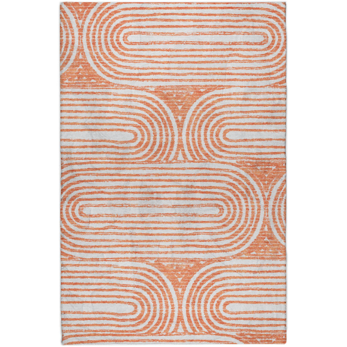 8' X 10' Salmon And Ivory Geometric Shag Washable Area Rug With UV Protection - HomeRoots - Flyclothing LLC