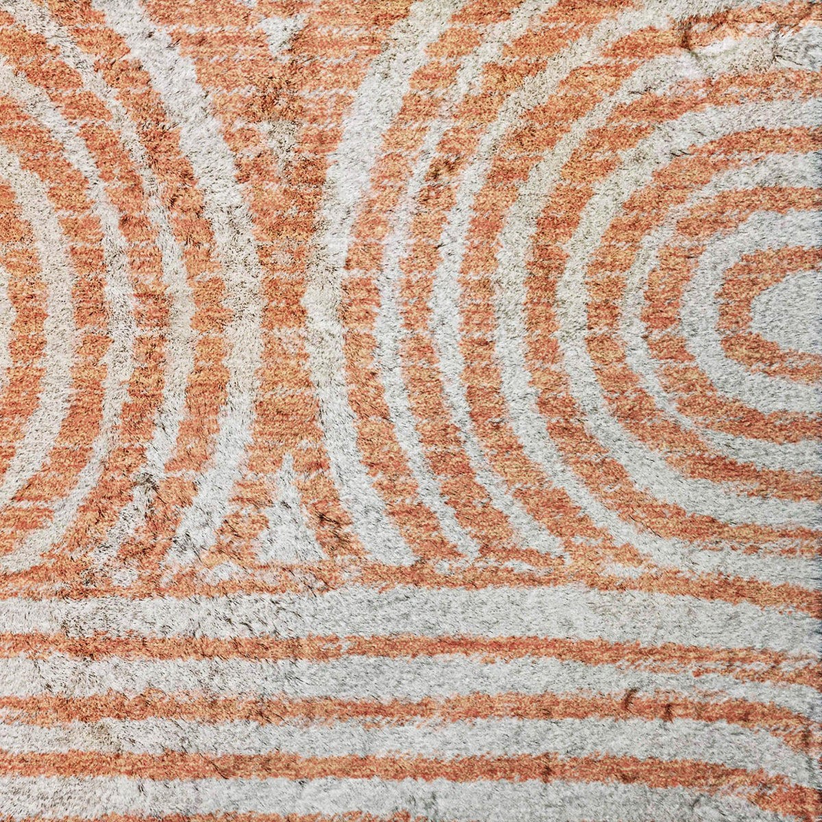 8' X 10' Salmon And Ivory Geometric Shag Washable Area Rug With UV Protection - HomeRoots - Flyclothing LLC