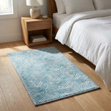 3' X 5' Teal And Ivory Geometric Shag Washable Area Rug With UV Protection - HomeRoots - Flyclothing LLC