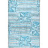3' X 5' Teal And Ivory Geometric Shag Washable Area Rug With UV Protection - HomeRoots - Flyclothing LLC