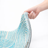 8' Teal And Ivory Geometric Shag Washable Round Rug With UV Protection - HomeRoots - Flyclothing LLC