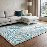 8' X 10' Teal And Ivory Geometric Shag Washable Area Rug With UV Protection - HomeRoots - Flyclothing LLC