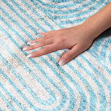 8' X 10' Teal And Ivory Geometric Shag Washable Area Rug With UV Protection - HomeRoots - Flyclothing LLC