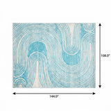 9' X 12' Teal And Ivory Geometric Shag Washable Area Rug With UV Protection - HomeRoots - Flyclothing LLC