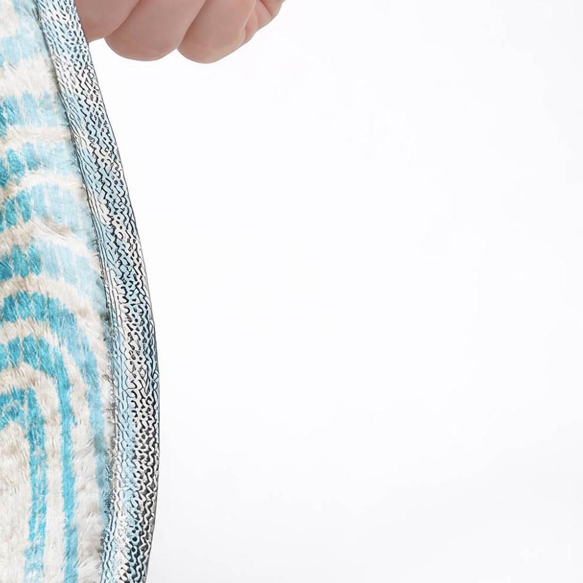 10' X 14' Teal And Ivory Geometric Shag Washable Area Rug With UV Protection - HomeRoots - Flyclothing LLC