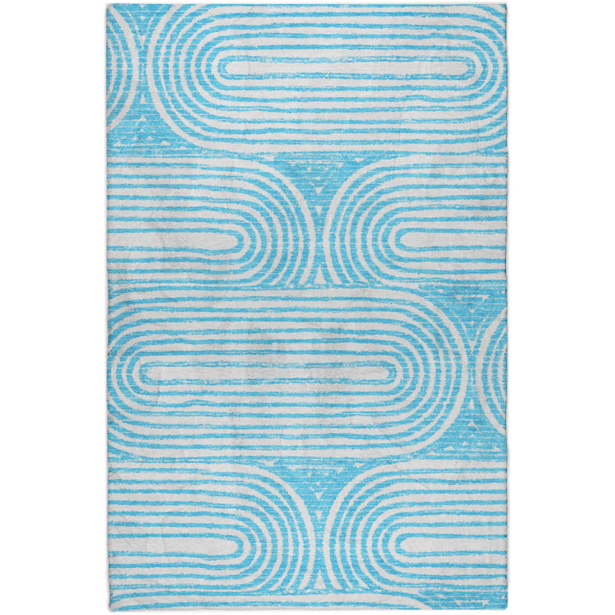 10' X 14' Teal And Ivory Geometric Shag Washable Area Rug With UV Protection - HomeRoots - Flyclothing LLC