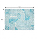 10' X 14' Teal And Ivory Geometric Shag Washable Area Rug With UV Protection - HomeRoots - Flyclothing LLC