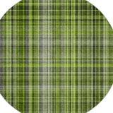 8' Green And Ivory Plaid Shag Washable Round Rug With UV Protection - HomeRoots - Flyclothing LLC