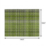 9' X 12' Green And Ivory Plaid Shag Washable Area Rug With UV Protection - HomeRoots - Flyclothing LLC