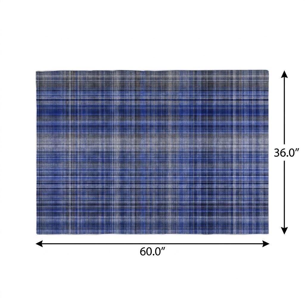 3' X 5' Navy Blue And Gray Plaid Shag Washable Area Rug With UV Protection - HomeRoots - Flyclothing LLC