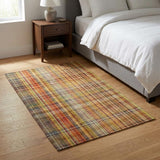 3' X 5' Orange And Beige Plaid Shag Washable Area Rug With UV Protection - HomeRoots - Flyclothing LLC