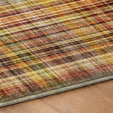 8' Orange And Beige Plaid Shag Washable Round Rug With UV Protection - HomeRoots - Flyclothing LLC