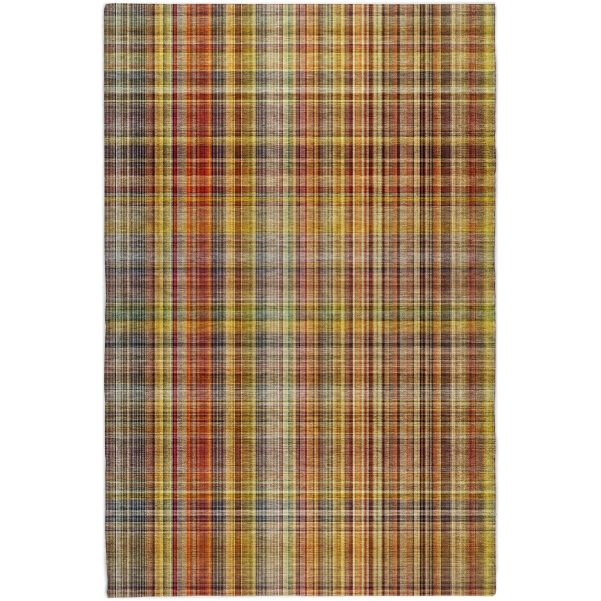 8' X 10' Orange And Beige Plaid Shag Washable Area Rug With UV Protection - HomeRoots - Flyclothing LLC