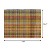 9' X 12' Orange And Beige Plaid Shag Washable Area Rug With UV Protection - HomeRoots - Flyclothing LLC