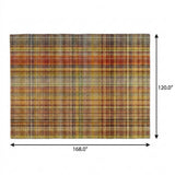 10' X 14' Orange And Beige Plaid Shag Washable Area Rug With UV Protection - HomeRoots - Flyclothing LLC