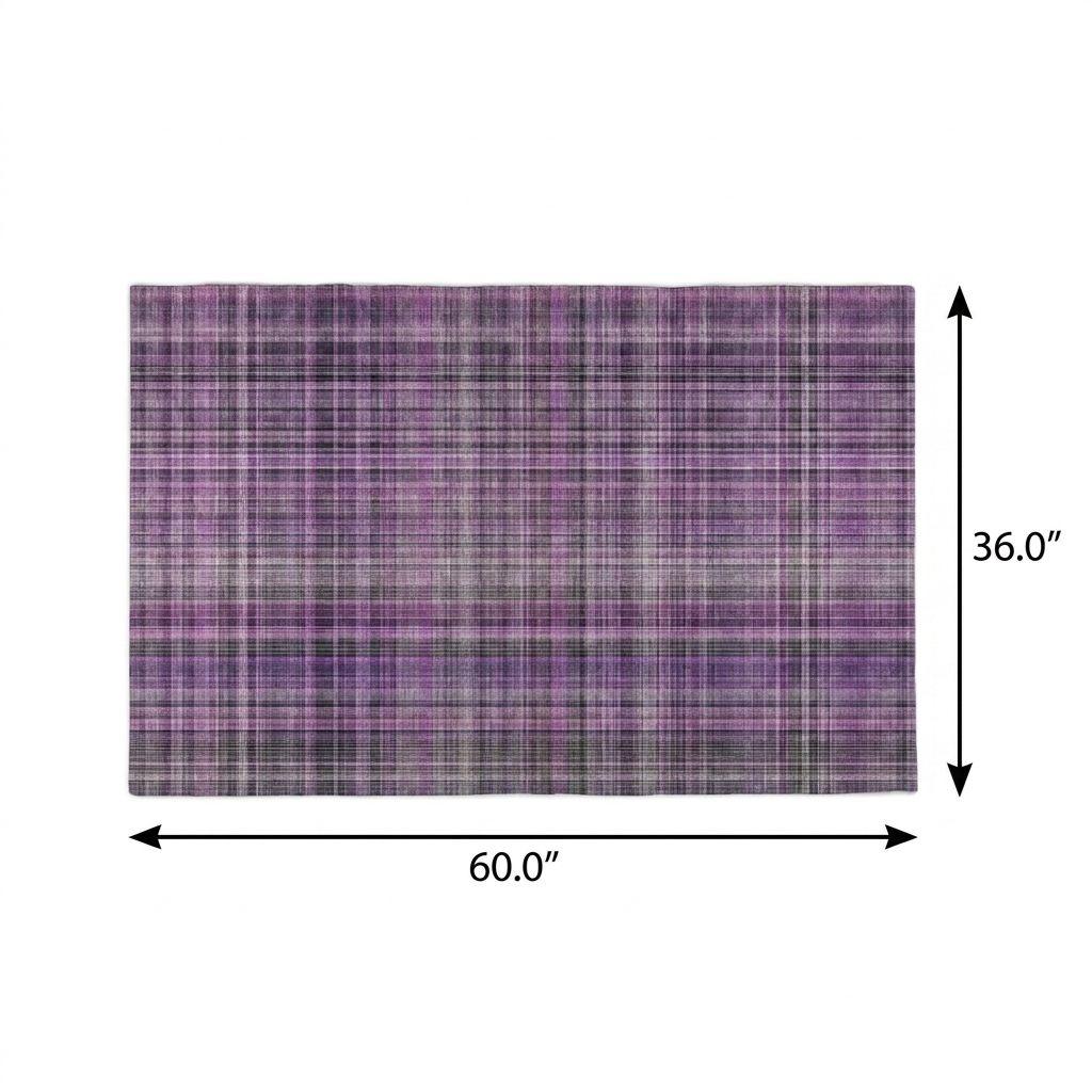 3' X 5' Purple And Gray Plaid Shag Washable Area Rug With UV Protection - HomeRoots - Flyclothing LLC