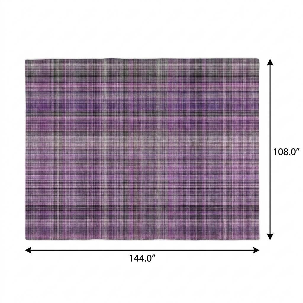 9' X 12' Purple And Gray Plaid Shag Washable Area Rug With UV Protection - HomeRoots - Flyclothing LLC