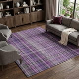 10' X 14' Purple And Gray Plaid Shag Washable Area Rug With UV Protection - HomeRoots - Flyclothing LLC