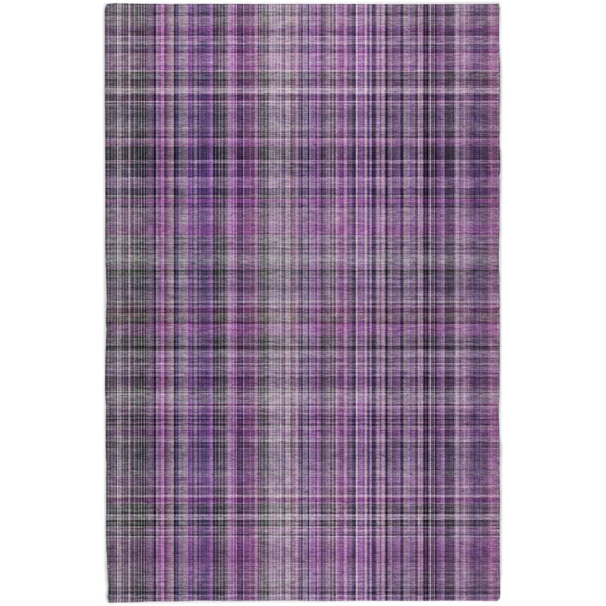 10' X 14' Purple And Gray Plaid Shag Washable Area Rug With UV Protection - HomeRoots - Flyclothing LLC