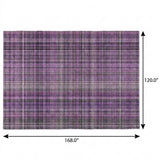 10' X 14' Purple And Gray Plaid Shag Washable Area Rug With UV Protection - HomeRoots - Flyclothing LLC