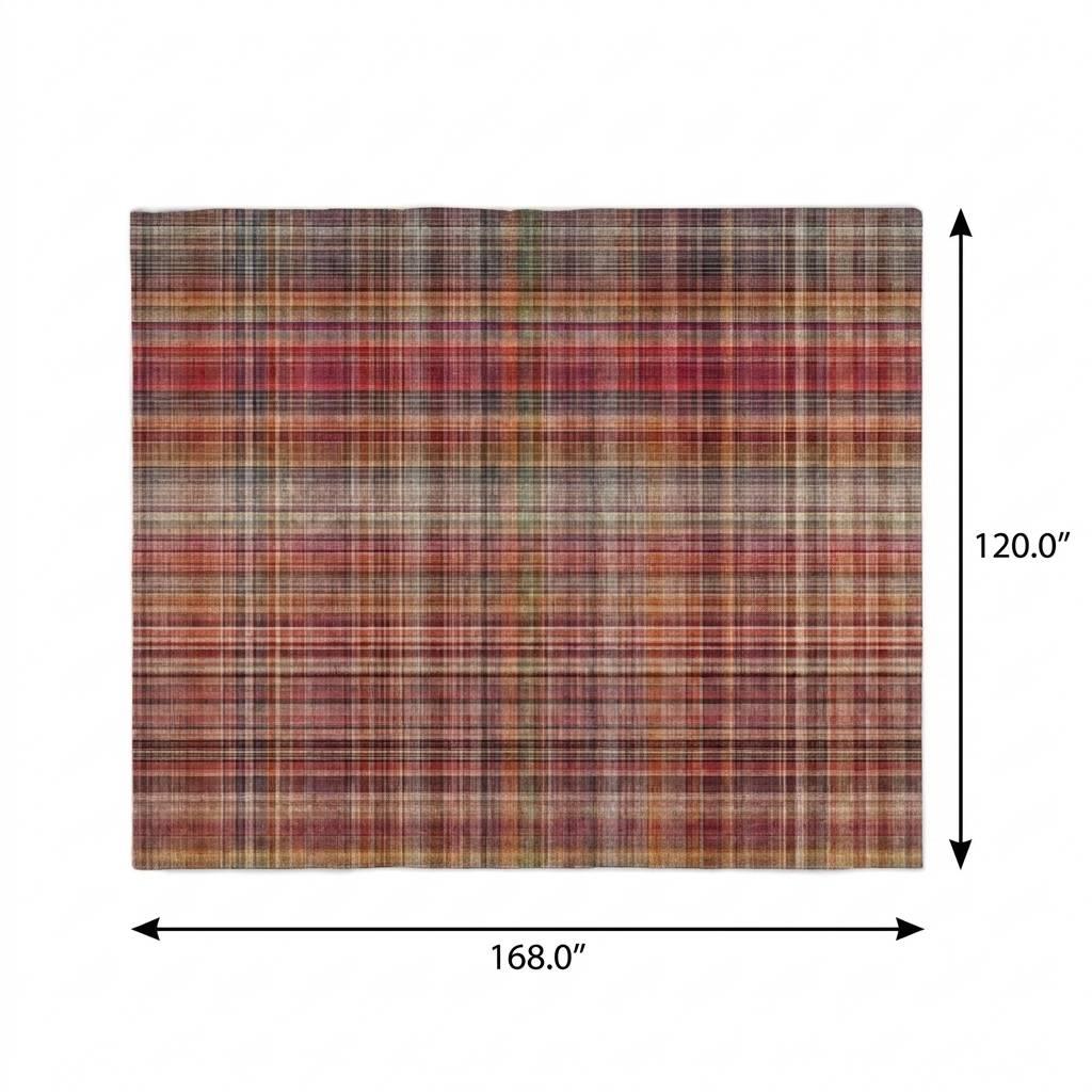 10' X 14' Red And Ivory Plaid Shag Washable Area Rug With UV Protection - HomeRoots - Flyclothing LLC