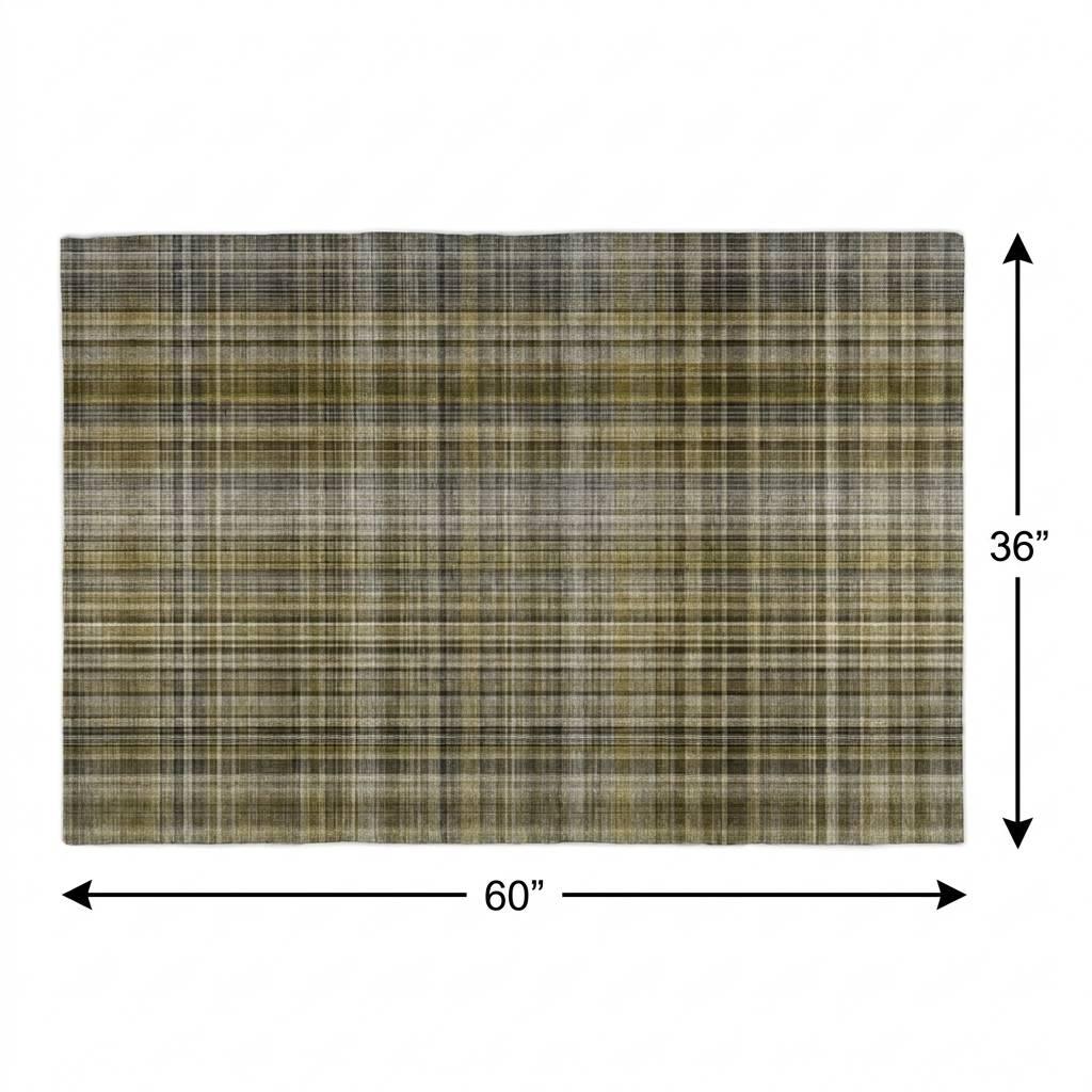 3' X 5' Taupe And Gray Plaid Shag Washable Area Rug With UV Protection - HomeRoots - Flyclothing LLC