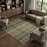 8' X 10' Taupe And Gray Plaid Shag Washable Area Rug With UV Protection - HomeRoots - Flyclothing LLC