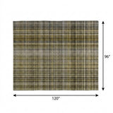 8' X 10' Taupe And Gray Plaid Shag Washable Area Rug With UV Protection - HomeRoots - Flyclothing LLC