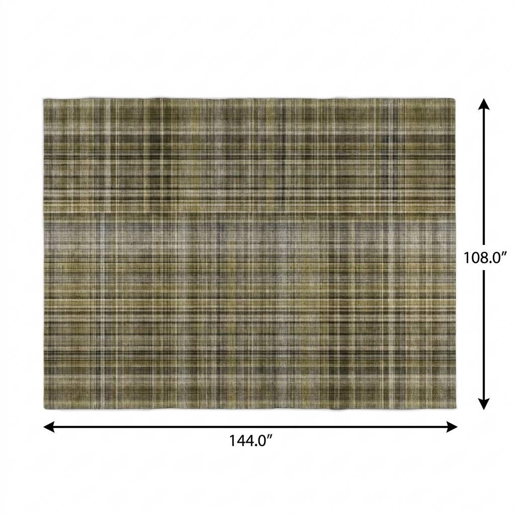 9' X 12' Taupe And Gray Plaid Shag Washable Area Rug With UV Protection - HomeRoots - Flyclothing LLC