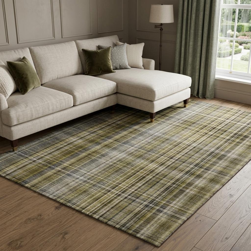 10' X 14' Taupe And Gray Plaid Shag Washable Area Rug With UV Protection - HomeRoots - Flyclothing LLC