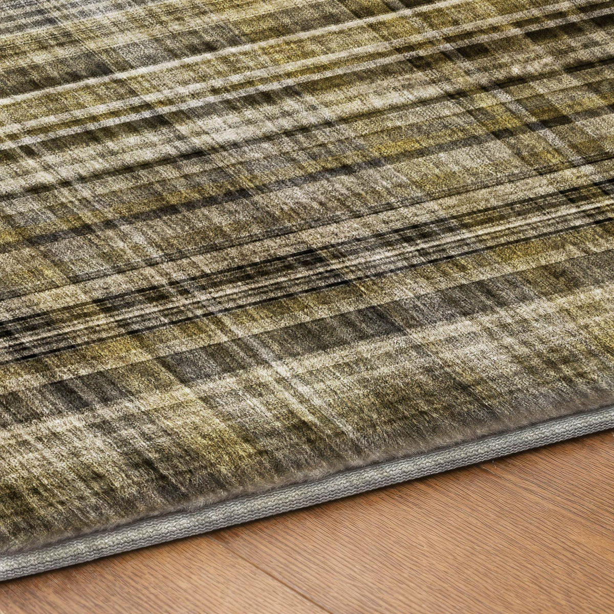 10' X 14' Taupe And Gray Plaid Shag Washable Area Rug With UV Protection - HomeRoots - Flyclothing LLC