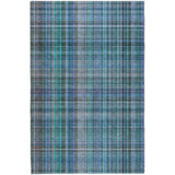 5' X 8' Teal And Navy Blue Plaid Shag Washable Area Rug With UV Protection - HomeRoots - Flyclothing LLC