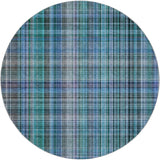 8' Teal And Navy Blue Plaid Shag Washable Round Rug With UV Protection - HomeRoots - Flyclothing LLC