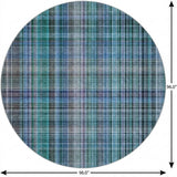 8' Teal And Navy Blue Plaid Shag Washable Round Rug With UV Protection - HomeRoots - Flyclothing LLC