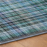 9' X 12' Teal And Navy Blue Plaid Shag Washable Area Rug With UV Protection - HomeRoots - Flyclothing LLC