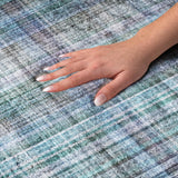 10' X 14' Teal And Navy Blue Plaid Shag Washable Area Rug With UV Protection - HomeRoots - Flyclothing LLC