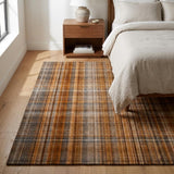 3' X 5' Terra Cotta And Taupe Plaid Shag Washable Area Rug With UV Protection - HomeRoots - Flyclothing LLC