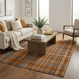 5' X 8' Terra Cotta And Taupe Plaid Shag Washable Area Rug With UV Protection - HomeRoots - Flyclothing LLC