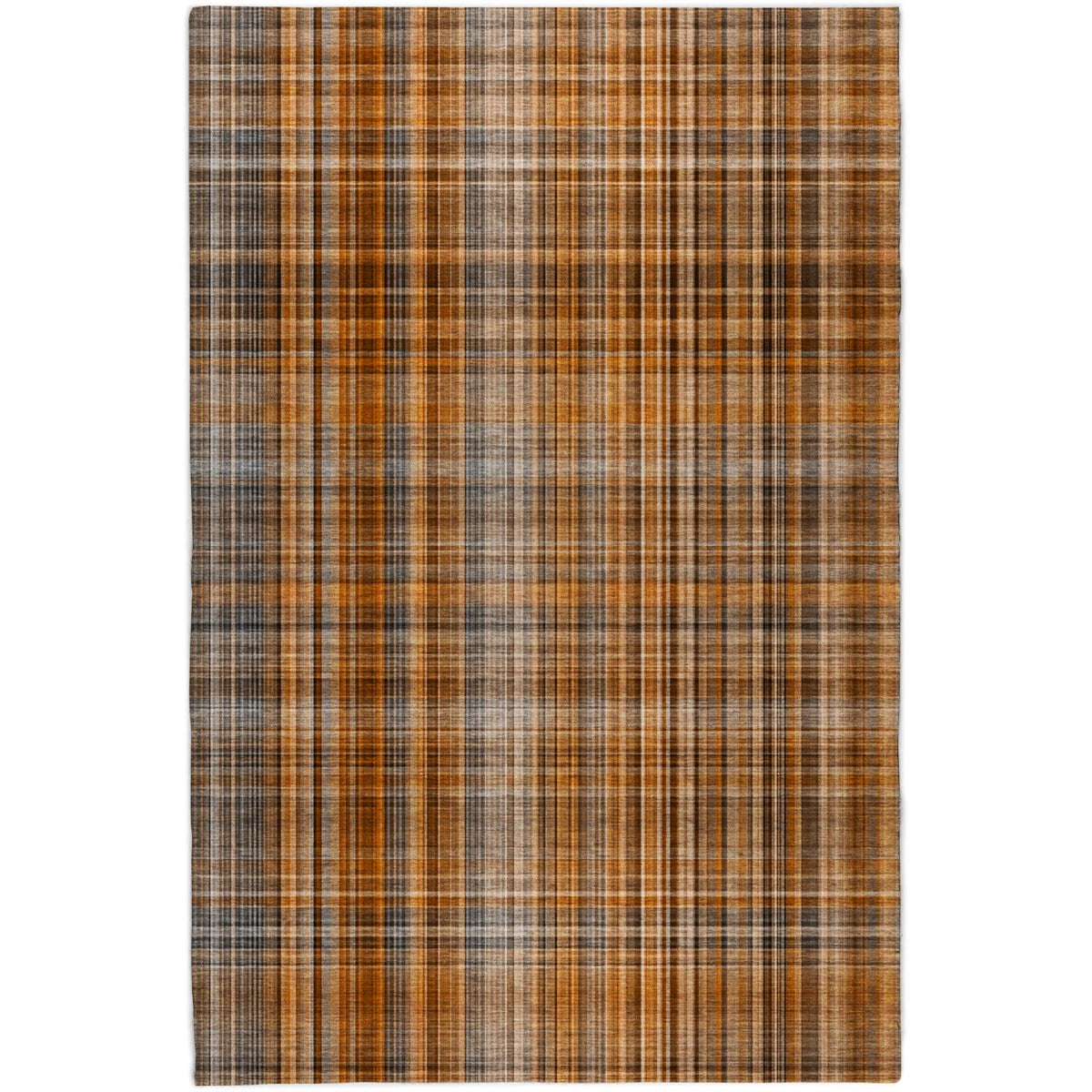 5' X 8' Terra Cotta And Taupe Plaid Shag Washable Area Rug With UV Protection - HomeRoots - Flyclothing LLC
